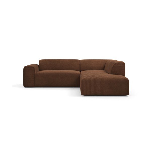 Divano angolare in velluto a coste marrone, 260 cm, angolo destro Karen - Marie Claire Home