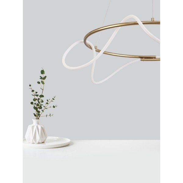 Lampadario LED dorato in alluminio con paralume in vetro acrilico con intensità regolabile ø 70 cm Tiriac – Nova Luce-image-3