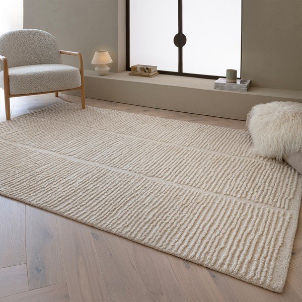 Tappeto in lana avorio tessuto a mano 120x170 cm Zennith Column - Asiatic Carpets-image-1