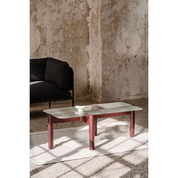 Tavolino da salotto burgundy con piano in vetro 55x105 cm Kob – noo.ma-image-4