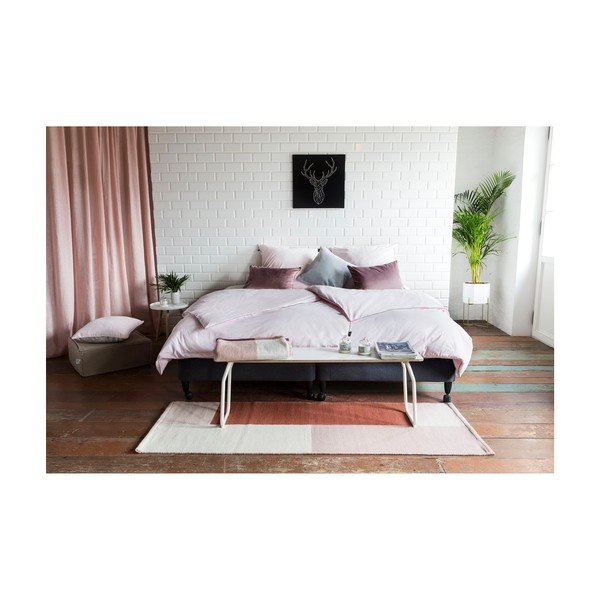 Copripiumino allungato rosa per letto matrimoniale in cotone egiziano 200x220 cm Peonia - WeLoveBeds-image-3
