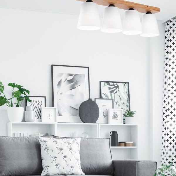 Lampada da soffitto bianca con paralume in tessuto ø 15 cm Lula - LAMKUR-image-3