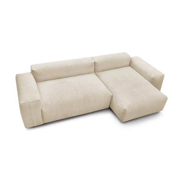 Divano angolare in velluto a coste beige (angolo destro) Lafayette - Bobochic Paris-image-3