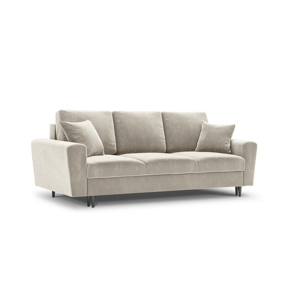 Divano beige allungabile e con contenitore con rivestimento in velluto 235 cm Kyoto – Cosmopolitan Design-image-1