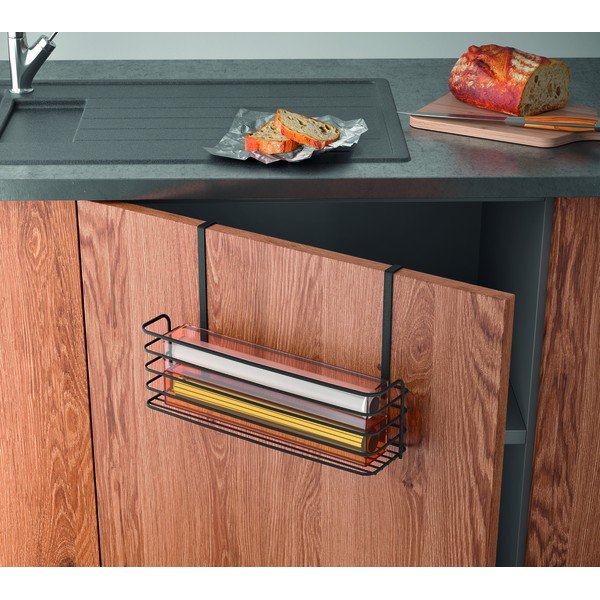 Scaffale da cucina sospeso in metallo nero Lava Large Galileo - Metaltex-image-2