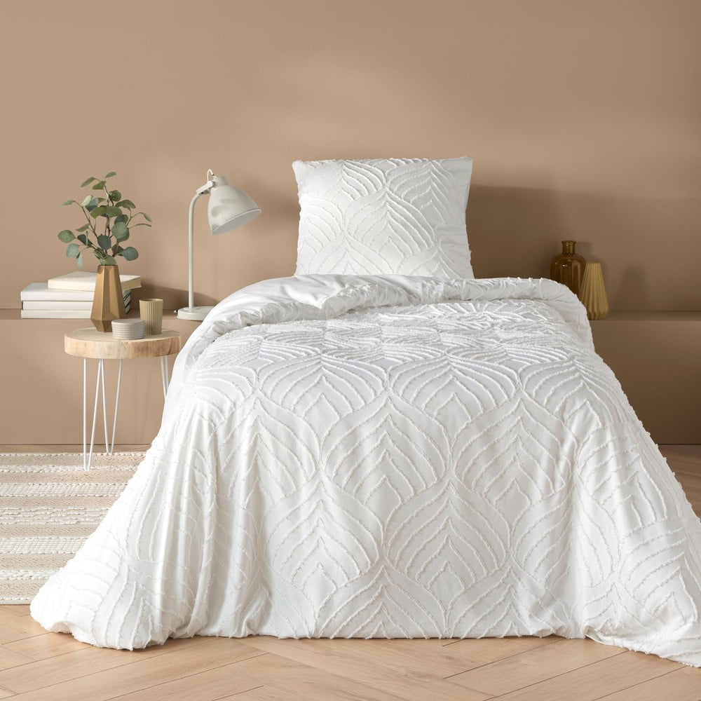 Set copripiumino e federa bianco in microfibra per letto singolo 140x200 cm Heltie – douceur d'intérieur | Biancheria da letto