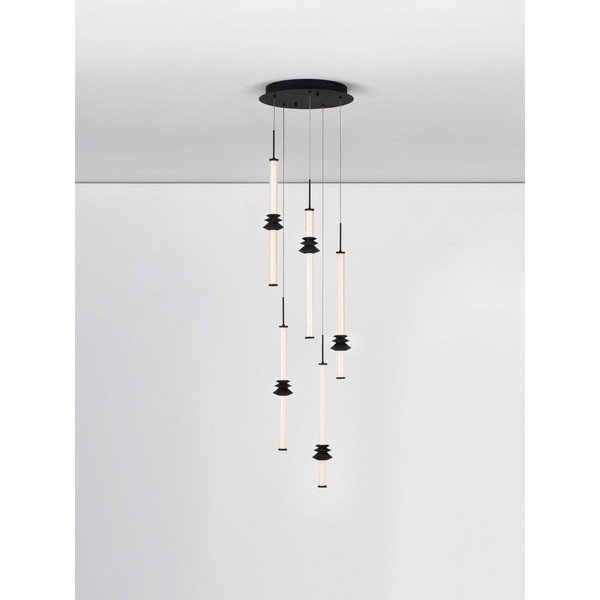 Lampadario LED nero opaco in ceramica con paralume in vetro acrilico con intensità regolabile ø 35 cm Stalactite – Nova Luce-image-3