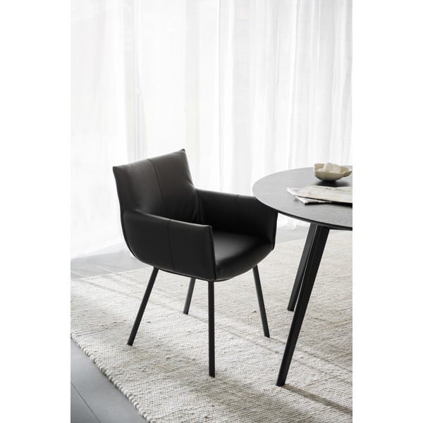 Set di sedie da pranzo nera in imbottito 2 pz Hinckley – Rowico-image-1