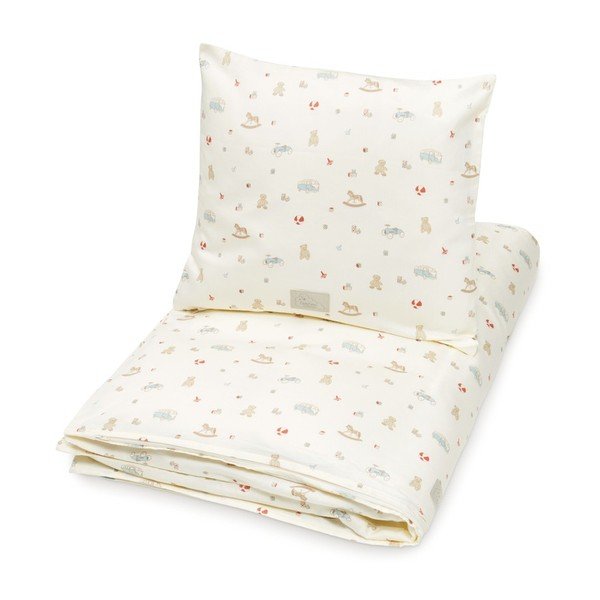 Set copripiumino e federa da bambini giallo chiaro in cotone organico per culla 100x140 cm Vintage Toys – Cam Cam Copenhagen