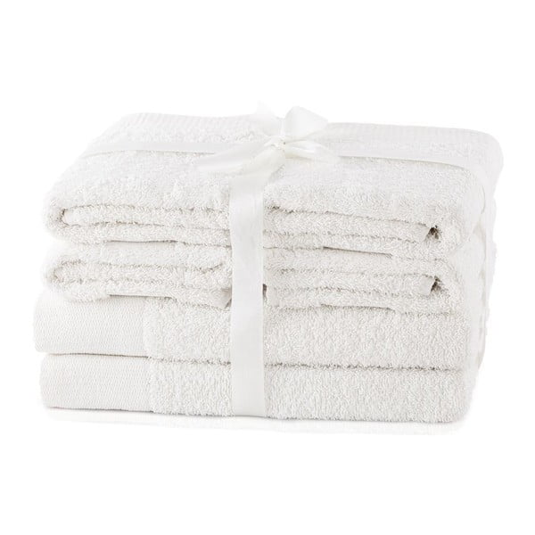 Asciugamani e teli da bagno in spugna di cotone bianco in set da 6 Amari - AmeliaHome