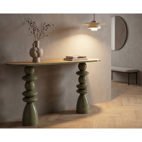 Tavolo consolle verde in metallo 45x150 cm Metal Console – Mauro Ferretti-image-1