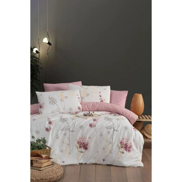 Biancheria da letto bianca/rosa per letto singolo/per letto prolungato con lenzuolo incluso/3 pz 160x220 cm Floral – Mila Home-image-2