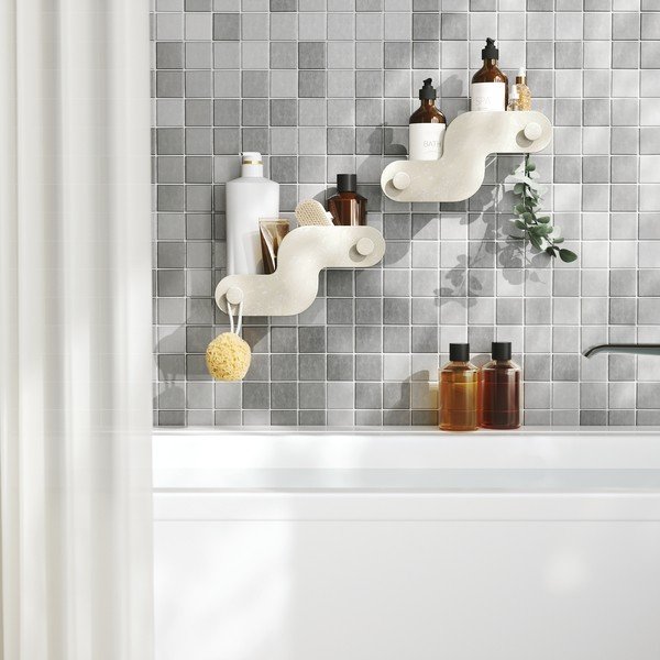 Mensole da bagno senza foratura beige in plastica 2 pz Nami – Umbra-image-3