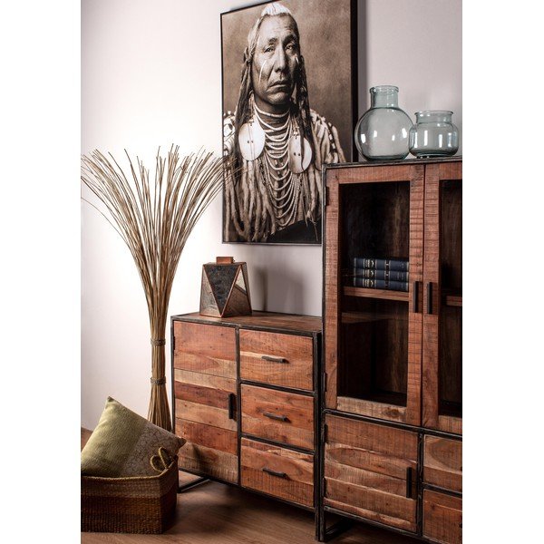 Credenza di colore naturale in acacia massiccia 90x90x40 cm Elmer – Bizzotto-image-1