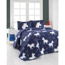 Set di copriletto trapuntato e 2 federe Eponj Home Magic Unicorn blu scuro, 200 x 220 cm - Mijolnir