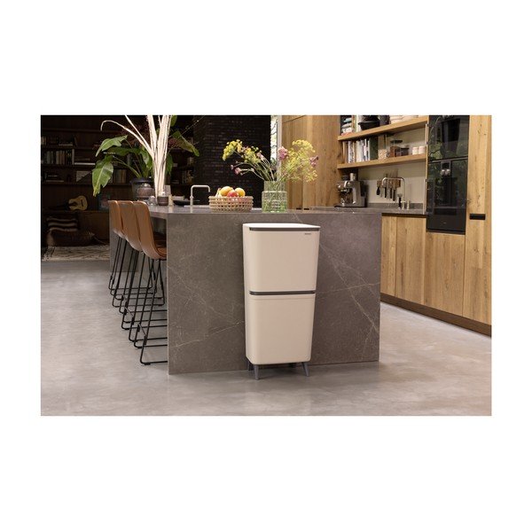 Cestino per la spazzatura grigio chiaro in plastica per raccolta differenziata 20+25 l SortUp Recycle Hi – Brabantia-image-1