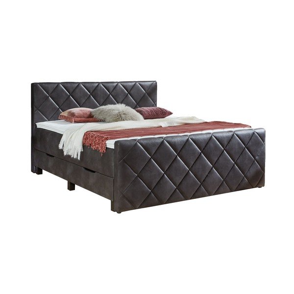 Letto boxspring nero con contenitore 180x200 cm Chester - Rojaplast