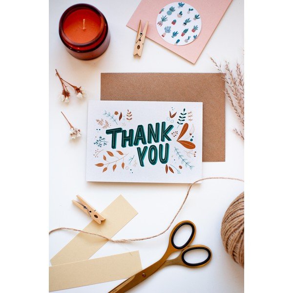 Biglietto di ringraziamento in carta riciclata con busta di ringraziamento, formato A6 Thank You - Printintin-image-1