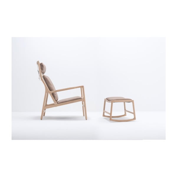 Poltrona con struttura in rovere massiccio e seduta in pelle di bufalo marrone Dedo - Gazzda-image-3