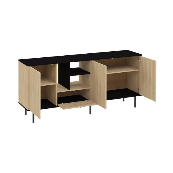 Cassettiera bassa nera in rovere 170x80 cm Lord - TemaHome-image-4