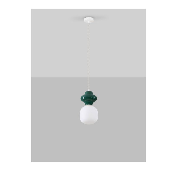 Lampadario bianco/color petrolio in ceramica con paralume in vetro ø 18 cm Clio – Nova Luce-image-3