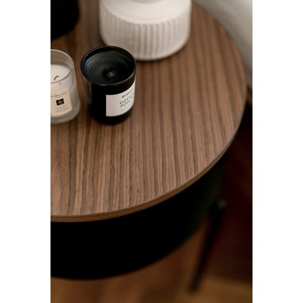 Comodino nero/colore naturale scuro con piano effetto noce Tu – noo.ma-image-3