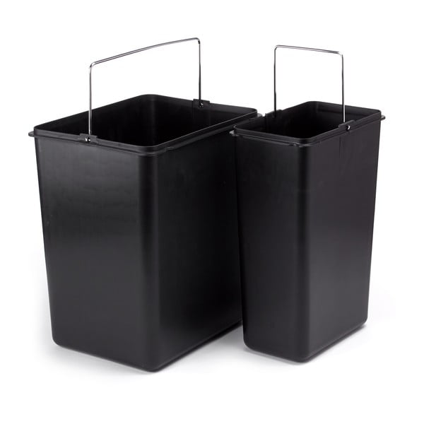 Cestino per la spazzatura color argento opaco in acciaio per raccolta differenziata/con pedale 18+8 l   Tri Selectif – MSV-image-2