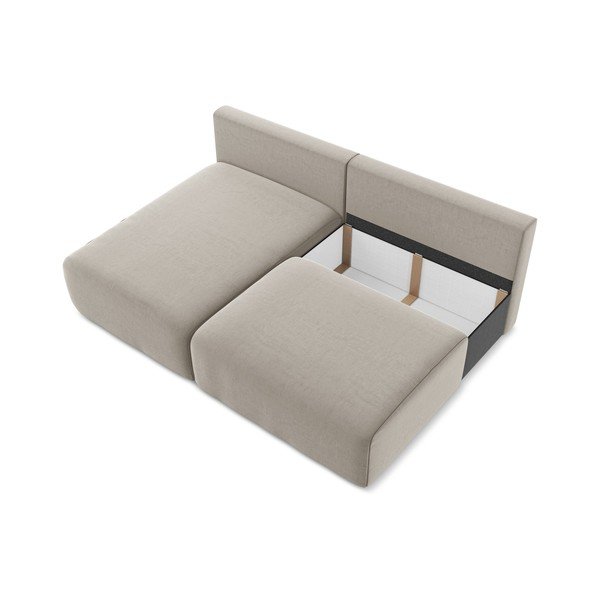 Divano angolare grigio tortora allungabile/con contenitore (con penisola a sinistra/con chaise lounge) con rivestimento in velluto Kalena – Makamii-image-4