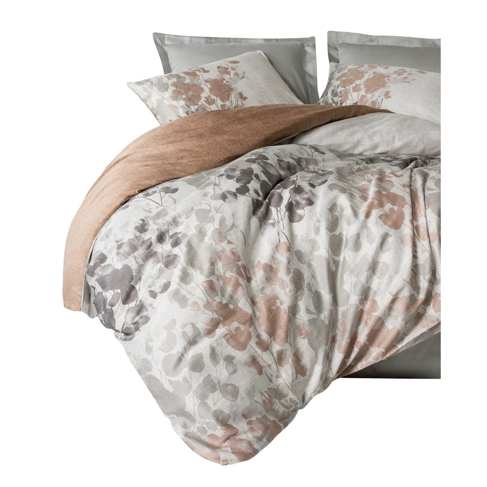 Set copripiumino e federa greige in raso di cotone per letto matrimoniale/per letto esteso 240x220 cm Blatt – Mijolnir | Biancheria da letto