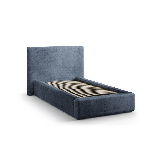 Letto singolo imbottito blu scuro con contenitore con rete inclusa 90x200 cm Amy – Micadoni -image-2