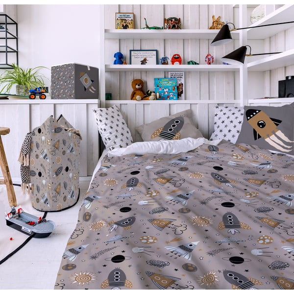 Biancheria da letto marrone per bambini in cotone sateen , 140 x 200 cm Cosmos - Butter Kings-image-1
