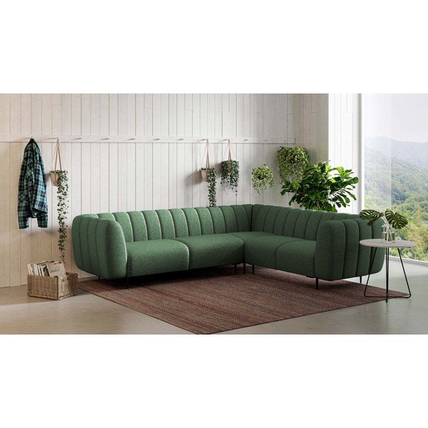 Divano angolare in verde scuro (con penisola a destra/a L) Shel – Ghado-image-1