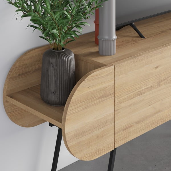 Tavolo TV in rovere naturale 195x57 cm Saluso - Marckeric-image-3