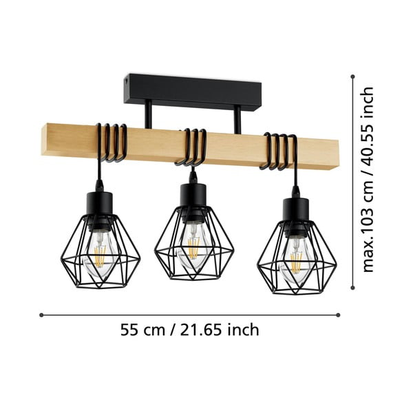 Lampadario nero/di colore naturale TOWNSHEND 5 – EGLO-image-2
