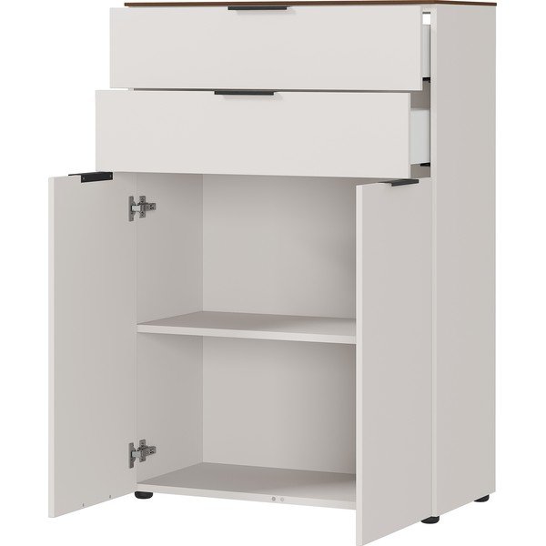 Cassettiera alta grigia e beige in noce 81x120 cm Ancona - Germania-image-2