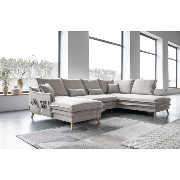 Divano letto angolare beige (angolo destro/"U") Charming Charlie - Miuform-image-3