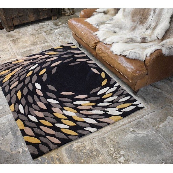 Koberec Flair Rugs Swirl Black/Gold, 160 x 230 cm