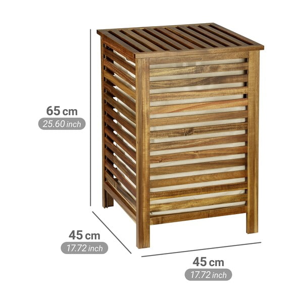 Cesta per il bucato colore naturale scuro in legno 56 l Fondi – Wenko-image-4