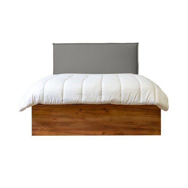 Letto matrimoniale grigio-naturale con contenitore con griglia 140x190 cm Cara - Bobochic Paris-image-2