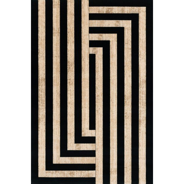 Tappeto nero/beige in lana 170x240 cm Agnus Art Deco II – Agnella