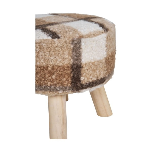 Pouf in bouclé bianco e marrone Aberdeen - House Nordic-image-2