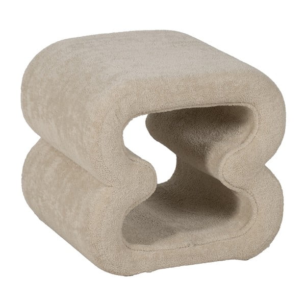 Poggiapiedi beige con rivestimento in bouclé – Ixia