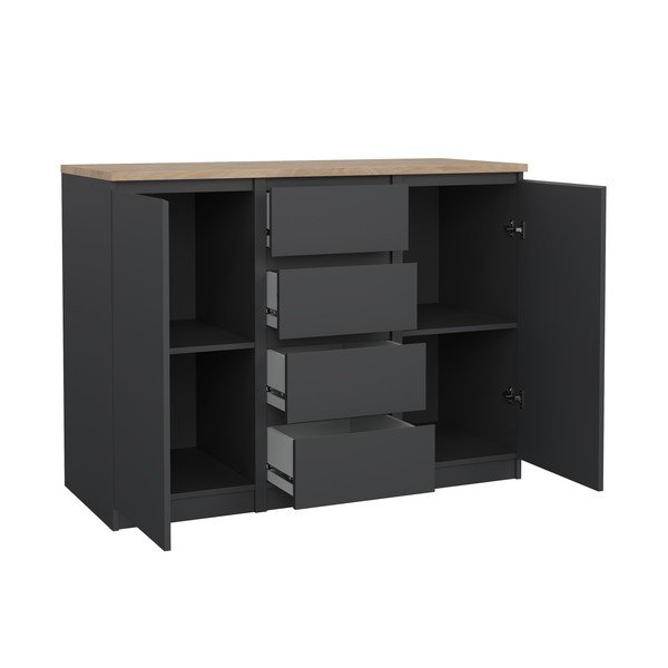 Credenza grigio scuro 121x91x50 cm Naia – Tvilum-image-2