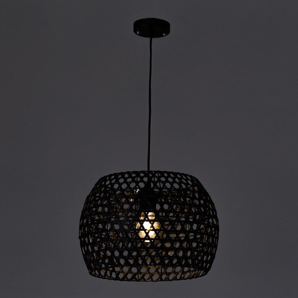 Lampada da soffitto in bambù nero con paralume in bambù ø 35 cm - Casa Selección-image-1