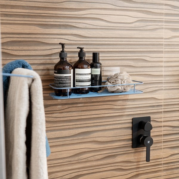 Scaffale da bagno autoportante in metallo azzurro Grena - Compactor-image-1