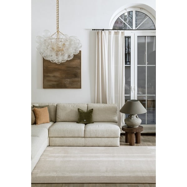 Tappeto greige in lana 133x190 cm Agnus Brush Lines – Agnella-image-1