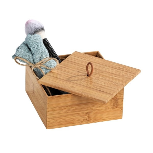 Scatola di bambù con coperchio, larghezza 15 cm Terra - Wenko-image-1