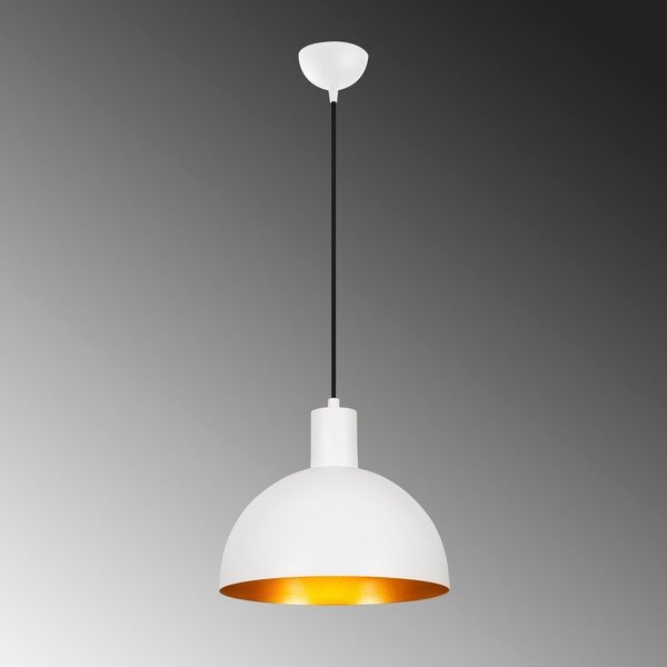 Lampada a sospensione in bianco e oro con paralume in metallo ø 30 cm Sivani - Opviq lights-image-2