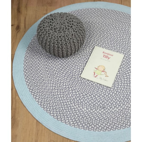 Tappeto per bambini blu fatto a mano, ∅ 120 cm Brenda - Nattiot-image-2