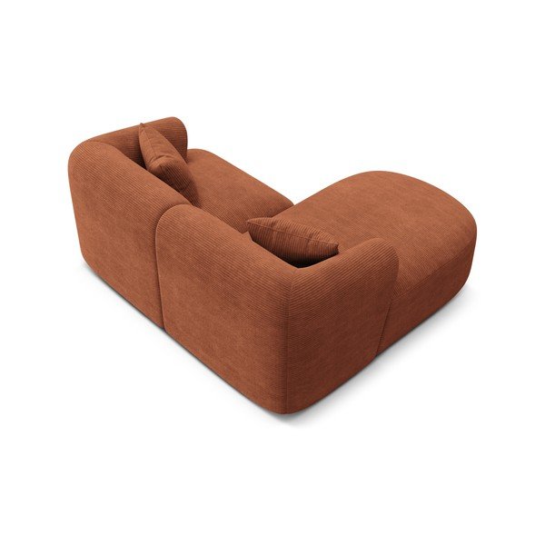Divano angolare color terracotta (con penisola a sinistra/con chaise lounge) con rivestimento in velluto a coste Campi – Cosmopolitan Design-image-3